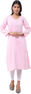 DESHBANDHU DBK Women Solid Straight Kurta(Pink)