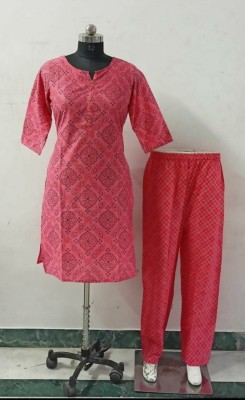 kiama Women Polka Print, Paisley, Geometric Print A-line Kurta(Pink)