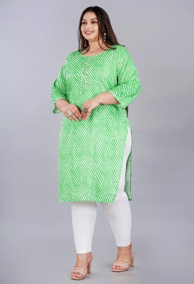 Chaukas Women Leheriya Straight Kurta(Green)