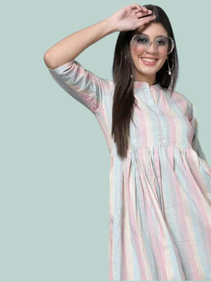 Houseofcommonv Women Printed A-line Kurta(White)