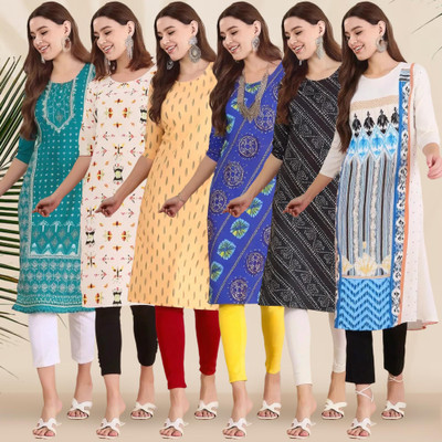 1 Stop Fashion Women Printed Straight Kurta(Multicolor)