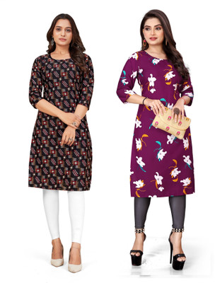 deshmi fashion Women Printed Straight Kurta(Multicolor)