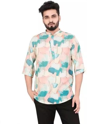 SilverBuck Men Printed A-line Kurta(Green, Multicolor)