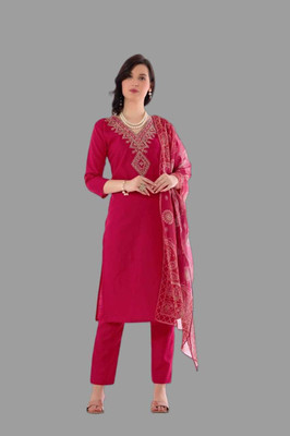 UPARNI CREATION Women Embroidered A-line Kurta(Maroon)