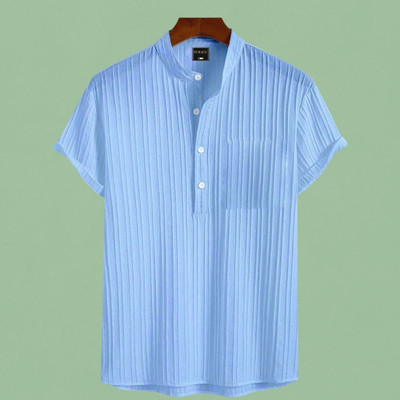 Look Trendy Men Self Design Straight Kurta(Light Blue)