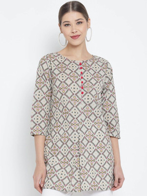 Yash Gallery Women Geometric Print Straight Kurta(Multicolor)