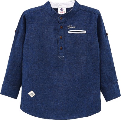 Tonyboy Boys Solid Straight Kurta(Blue)