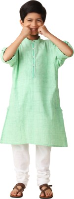 Fabindia Boys Woven Design A-line Kurta(Light Green)