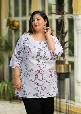 RopaDeModa Women Printed Straight Kurta(White)
