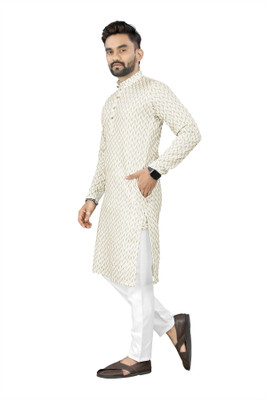 TRUST OUS Men Printed A-line Kurta(Beige)