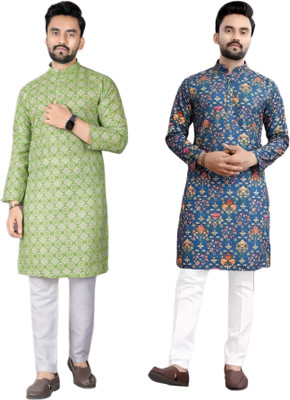 DHASU TRENDZ Men Printed, Woven Design Straight Kurta(Multicolor)