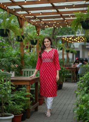 Sita Ramam Fashion Women Embroidered Straight Kurta(Red)