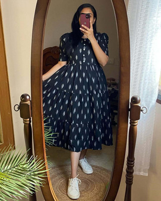 KUnzkes Women Printed Anarkali Kurta(Black)