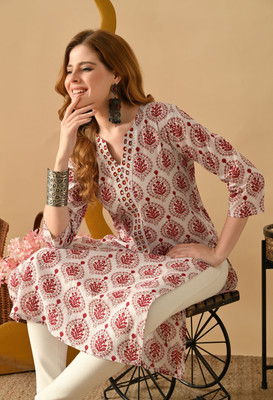 JASORIYA Women Printed A-line Kurta(Red)