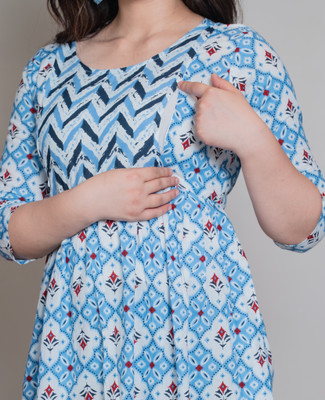 Rajoriya Women Printed Anarkali Kurta(Blue)