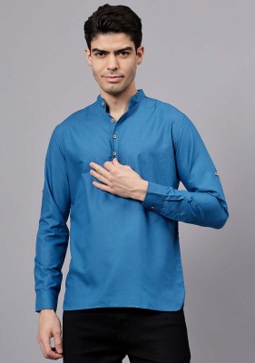 Vida Loca Men Solid Straight Kurta(Blue)