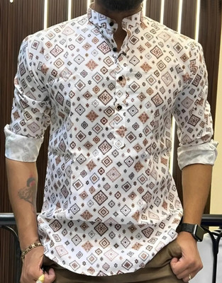 Sedum Sestri Men Printed Straight Kurta(White)