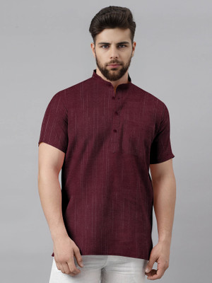 FAAZ Men Solid A-line Kurta(Brown)
