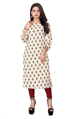 ShechoiceFAB Women Printed A-line Kurta(White)