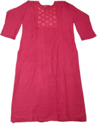 MUGUNDHAN ENTERPRISES Girls Embroidered A-line Kurta(Maroon)