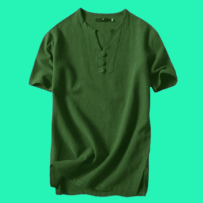 HouseOfCommon Men Solid Straight Kurta(Green)