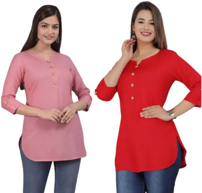 S Z Collection Women Solid A-line Kurta(Multicolor)
