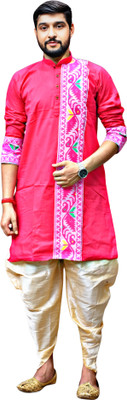 GOURI COLLECTIONS Men Printed Ethnic Dress Kurta(Pink)
