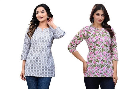 GURUFASHIONS Women Printed Straight Kurta(Multicolor)