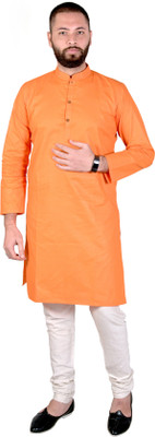 Gee Next Creation Men Solid Straight Kurta(Orange)