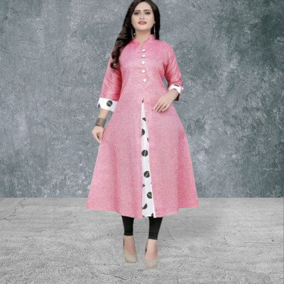 Db Fashion Cv Women Solid Straight Kurta(Pink)