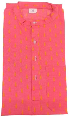 Indias Creation Men Printed Straight Kurta(Pink)