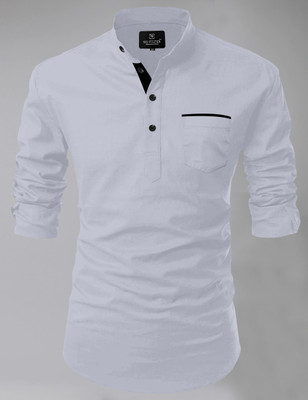SPOQUE Men Solid Straight Kurta(Grey)