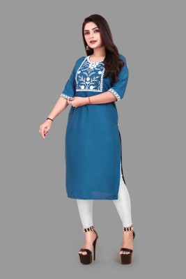 JENSI FASHION Women Embroidered A-line Kurta(Blue)