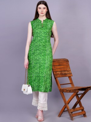 HouseOfCommon Women Printed Straight Kurta(Green)