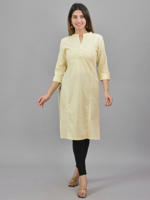 QuaClo Women Solid Straight Kurta(Yellow)