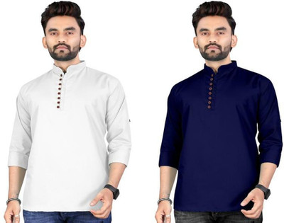 TRUST OUS Men Solid Asymmetric Kurta(Multicolor)