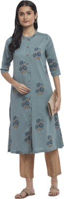 Rangmanch by Pantaloons Women Printed A-line Kurta(Grey)