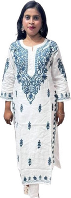 Sidra handicraft Women Embroidered Straight Kurta(Purple)