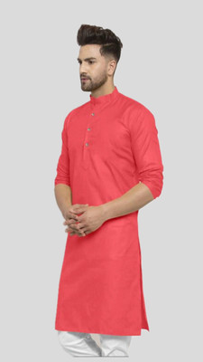 VINAARI Men Solid A-line Kurta(Red)