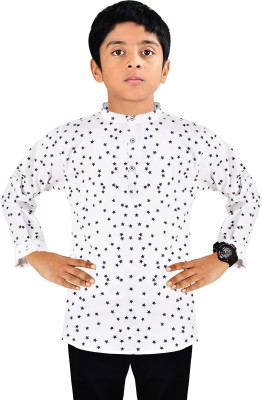 MADE IN THE SHADE Boys Printed Straight Kurta(White)