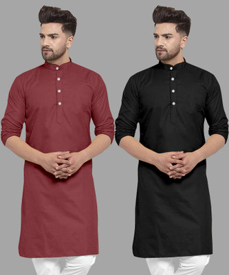 FASHIONFRICKSS Men Solid Straight Kurta(Maroon)