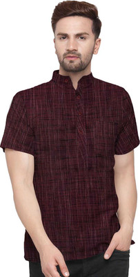 RA Collection Men Solid Straight Kurta(Maroon)