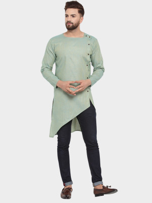 Enchanted Drapes Women Solid Asymmetric Kurta(Grey)