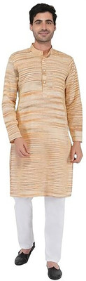 khaddarvas Men Printed Straight Kurta(Beige)