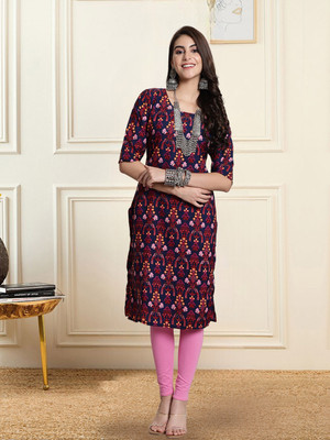 1 Stop Fashion Women Printed A-line Kurta(Maroon)