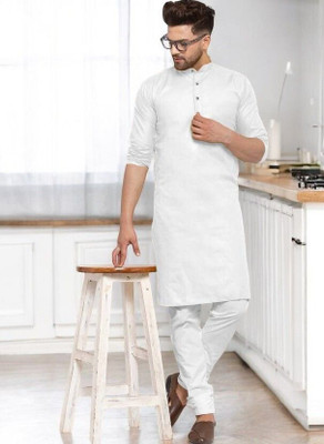 Rashmi Genz Men Printed Straight Kurta(White)