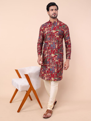 Namaskar Men Printed Ethnic Dress Kurta(Red)
