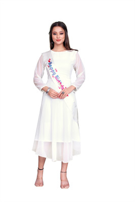 NIRVA ENTERPRISE Women Solid A-line Kurta(White)