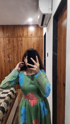 PuriMaa Women Kalamkari Straight Kurta(Green)