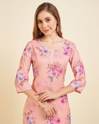 Divastri Women Printed A-line Kurta(Pink)